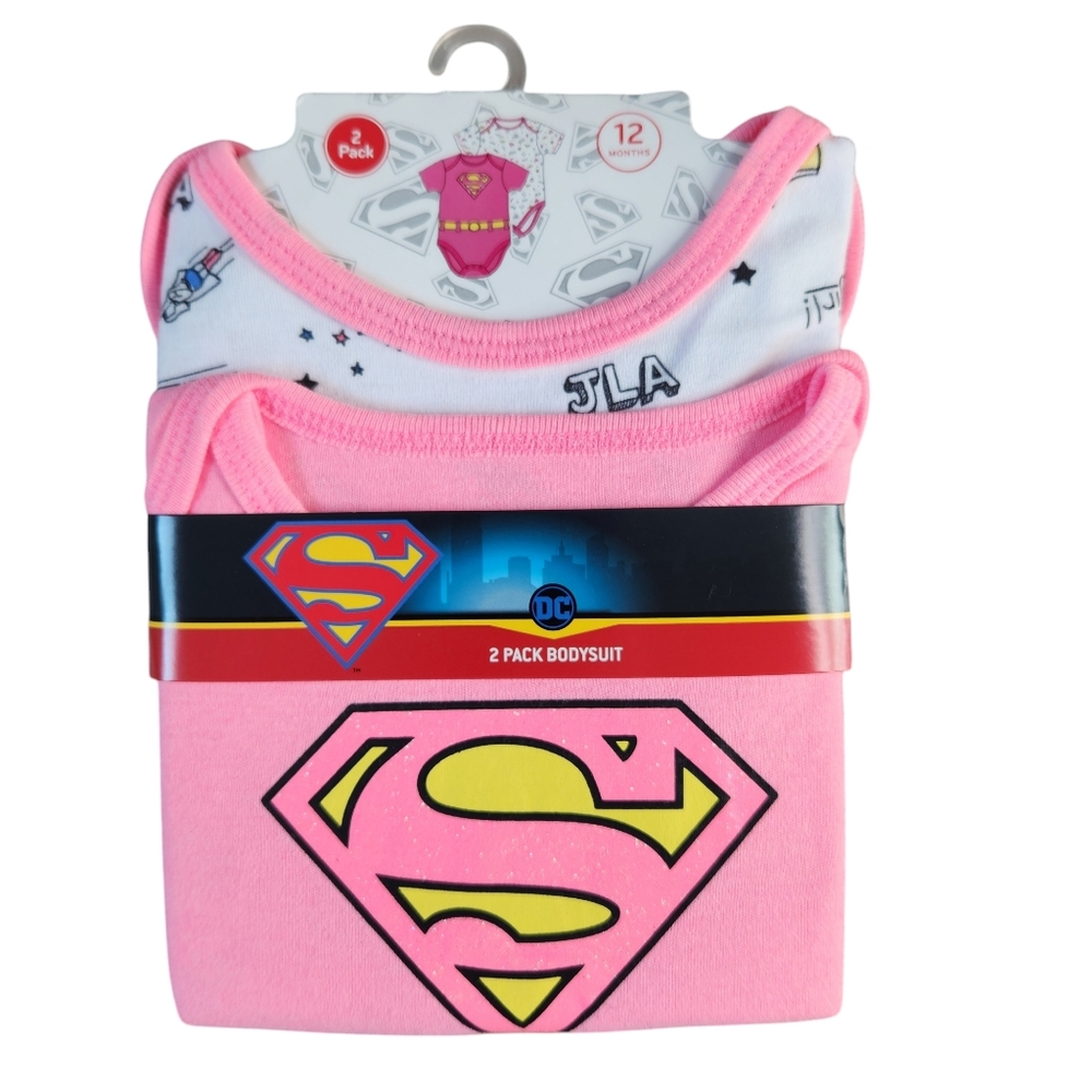DC Comics Baby Girl Short Sleeve Bodysuits Set of 2 Size 12 months NWT